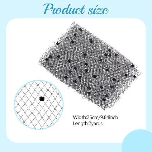 2 Yards(1.82M) Mesh Veil Headband Veil Netting Fabrics with Small Ball Women Mesh Veils Bridal Birdcage Veil Netting Hat Decoration Black for Women Bride's Headdress Veil Making in Saudi Arabia