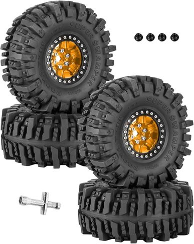 1.9 Beadlock rc Tires Wheels for 1/10 TRX4 TRX6 SCX10 90046 AX103007 Gen8 Gen7 D90 VS4-10 MST CFX RC Crawler,1.9 Wheels and Tires Alloy Aluminium Rims w/Rubber Tyres,Navy Blue in Saudi Arabia