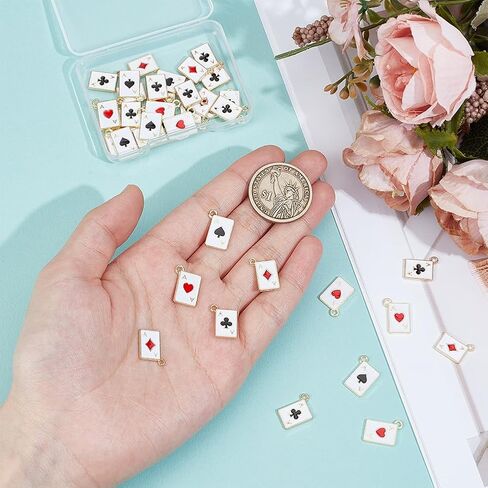 PH PandaHall 40pcs سحر بطاقة البوكر، 15x11mm سحر بطاقة اللعب الصغيرة 4 أنماط الآس من الأشكال قلادة المينا الخوخ القلب المعلقات سحر الحظ الجيد لصنع المجوهرات قلادة القرط DIY سلاسل المفاتيح الحرفية in Saudi Arabia