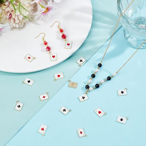 PH PandaHall 40pcs سحر بطاقة البوكر، 15x11mm سحر بطاقة اللعب الصغيرة 4 أنماط الآس من الأشكال قلادة المينا الخوخ القلب المعلقات سحر الحظ الجيد لصنع المجوهرات قلادة القرط DIY سلاسل المفاتيح الحرفية in Saudi Arabia
