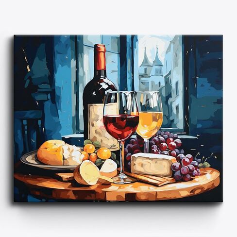 Craftoria Paint by Numbers for Adults 40"x50"cm NO Framed Food Palette of Pairings 24 Colors in Saudi Arabia