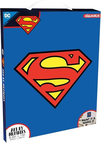 لوحة فنية لشعار Aquarius Superman بالأرقام الصغيرة - 8.5 × 11 بوصة - طلاء بطابع سوبرمان ريترو حسب الرقم للبالغين والأطفال - مجموعة طلاء ملونة حسب الأرقام للمبتدئين - مرخصة رسميًا in Saudi Arabia