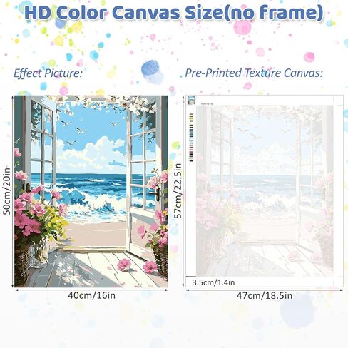 CEOVR Beach Paint by Numbers Kit for Adults, Landscape Paint by Number Kits on Canvas for Beginner, Adult Crafts Kits Wall Art Decor for Home Office 16x20In/40×50cm,No Frame in Saudi Arabia