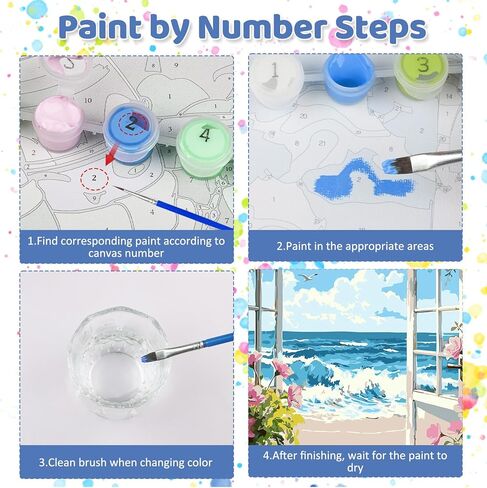 CEOVR Beach Paint by Numbers Kit for Adults, Landscape Paint by Number Kits on Canvas for Beginner, Adult Crafts Kits Wall Art Decor for Home Office 16x20In/40×50cm,No Frame in Saudi Arabia