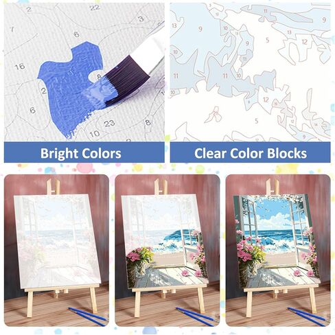 CEOVR Beach Paint by Numbers Kit for Adults, Landscape Paint by Number Kits on Canvas for Beginner, Adult Crafts Kits Wall Art Decor for Home Office 16x20In/40×50cm,No Frame in Saudi Arabia