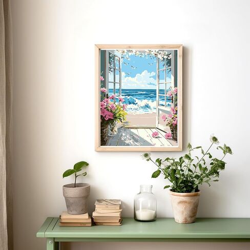 CEOVR Beach Paint by Numbers Kit for Adults, Landscape Paint by Number Kits on Canvas for Beginner, Adult Crafts Kits Wall Art Decor for Home Office 16x20In/40×50cm,No Frame in Saudi Arabia