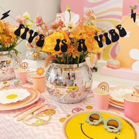 Five Is A Vibe Banner - 5th Birthday Party Decorations Supplies, Boho Hippie Banner, Groovy 5th Birthday Party Decorations in Kuwait