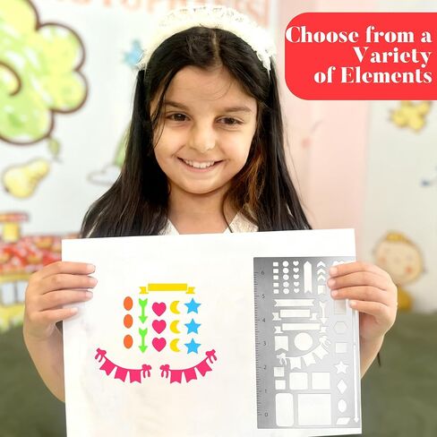 مجموعة استنسل معدنية مكونة من 3 قطع - قوالب استنسل للمجلات مع مسطرة لتدوين الرصاصات، وتتبع العادات، والفروق الأسبوعية والشهرية، وملحقات أجهزة الكمبيوتر المحمول مقاس A5، وتصميم من الفولاذ المقاوم للصدأ (قلم واحد) in Kuwait