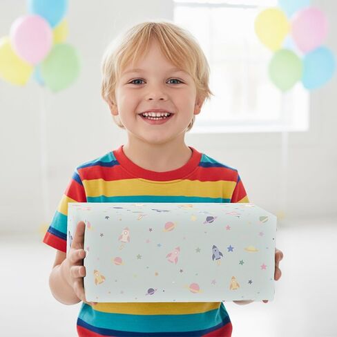 Cheerland Space Gift Wrap Pastel Galaxy Wrapping Paper Rocket Planets Star التعبئة حزمة للأطفال موضوع سماوي عيد ميلاد الطفل دش الفصول الدراسية نزهة النجوم الفضاء الخارجي حزب صالح اللوازم 12pcs in Saudi Arabia