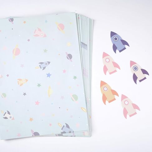 Cheerland Space Gift Wrap Pastel Galaxy Wrapping Paper Rocket Planets Star التعبئة حزمة للأطفال موضوع سماوي عيد ميلاد الطفل دش الفصول الدراسية نزهة النجوم الفضاء الخارجي حزب صالح اللوازم 12pcs in Saudi Arabia