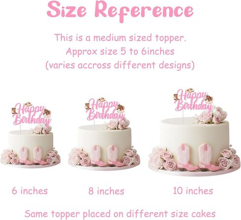 Cheereveal Western Cowgirl Birthday Cake Topper, Pink Glitter Horse Happy Birthday Cake Decoration, Horse Theme Party Supplies for Girls Women, Animal Pick for Cowgirl or Horse Racing Bday Party in Saudi Arabia