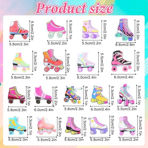 36 Pcs Roller Skate Cupcake Toppers, Roller Skating Party Favors, Roller Skate Party Decorations Retro Hip Hop Theme Cupcake Picks for 80s 90s Roller Skate Theme Birthday Party Decor Supplies in Saudi Arabia