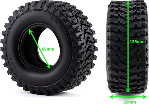 4Pcs 2.6 inch RC Rubber Tyre Set Wheel Tires All Terrain Tires 136mm Tall 2.6in Crawler Tires with Foam Insert for 1/7 1/8 1/10 RC Crawler Car Axial RBX10 MJX H8H MK07 KM4 Upgrades in Saudi Arabia