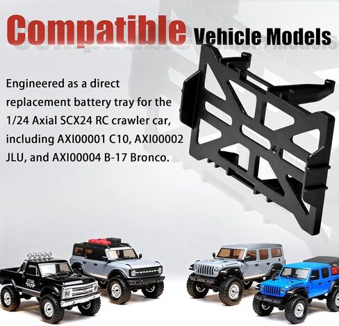 SCX24 Battery Holder Tray Upgrade for 1/24 RC Crawler Axial SCX24 C10 Bronco Deadbolt JLU CRC B-17 Upgrade Parts, Durable and Light Weight Electronics Battery Mounts in Saudi Arabia