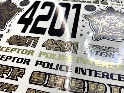 FIRE BRAND RC® Police RC Decals (Golden) Multi-Fit™ Vinyl Decal Sheet (8.5″ x 14″) – for 1:10 Scale RC Vehicles, Solvent and Metallic Inks, Die-Cut, Easy Peel-and-Stick in Saudi Arabia