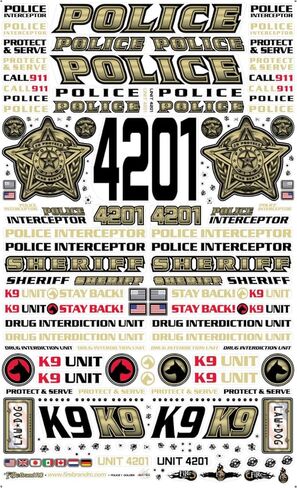 FIRE BRAND RC® Police RC Decals (Golden) Multi-Fit™ Vinyl Decal Sheet (8.5″ x 14″) – for 1:10 Scale RC Vehicles, Solvent and Metallic Inks, Die-Cut, Easy Peel-and-Stick in Saudi Arabia