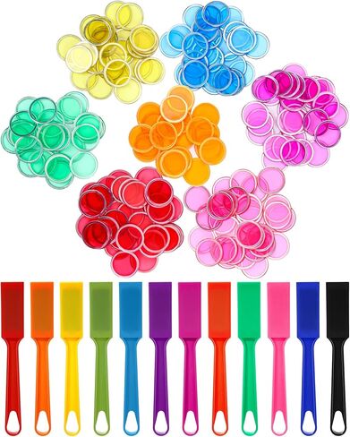 Sanwuta 12 Pcak Colors Magnetic Bingo Wands 350 Metal Translucent Chips Easy to Pick up Magnetic Bingo Chips Stem Kits for Science Learning Counting Family Game Night Activities (Cute Color) in Saudi Arabia