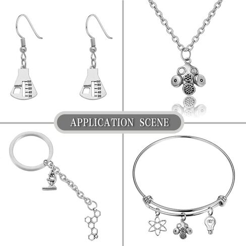 KitBeads 100pcs Tibetan Science Charms Mixed Styles DNA Brain Light Bulb Microscope Lab Theme Biology Chemistry Charm for Jewelry Making Bulk in Kuwait