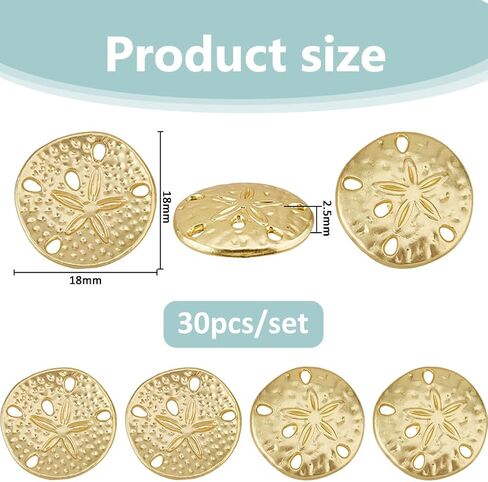 SUPERFINDINGS 30Pcs Sand Dollar Snap Starfish Charm 18mm Snaps Alloy Starfish Charm Accessory for Button Charms for Necklaces Bracelets & Rings Matte Gold Color in Saudi Arabia