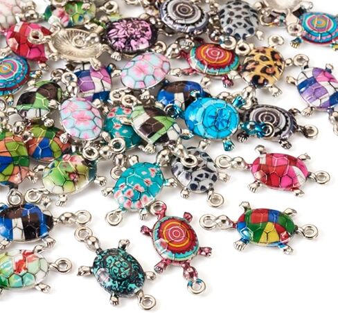 Cheriswelry 42pcs Sea Turtle Links Colorful Turtles Metal Dangle Pendants Alloy Enamel Connector Charms Cute Animal Bracelet Links 26.5x13.5mm for DIY Craft Necklace Jewelry Making in Saudi Arabia