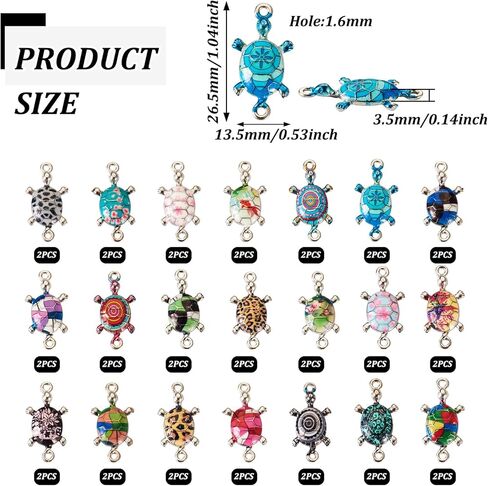 Cheriswelry 42pcs Sea Turtle Links Colorful Turtles Metal Dangle Pendants Alloy Enamel Connector Charms Cute Animal Bracelet Links 26.5x13.5mm for DIY Craft Necklace Jewelry Making in Saudi Arabia