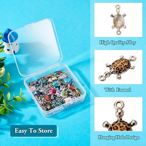 Cheriswelry 42pcs Sea Turtle Links Colorful Turtles Metal Dangle Pendants Alloy Enamel Connector Charms Cute Animal Bracelet Links 26.5x13.5mm for DIY Craft Necklace Jewelry Making in Saudi Arabia