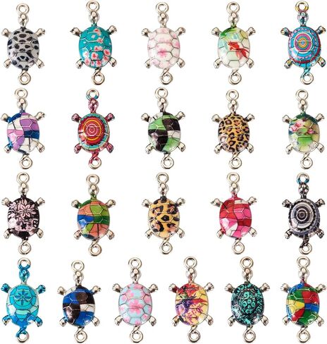 Cheriswelry 42pcs Sea Turtle Links Colorful Turtles Metal Dangle Pendants Alloy Enamel Connector Charms Cute Animal Bracelet Links 26.5x13.5mm for DIY Craft Necklace Jewelry Making in Saudi Arabia