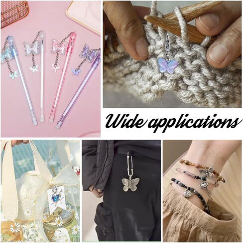 PH PandaHall 60Pcs Glass Butterfly Dangle Charms Crochet Stitch Marker 6 Colors Crystal Glass Charms Pendants With Lobster Claw Clasps For Necklace Earrings Bracelets Keychains Knitting in Saudi Arabia