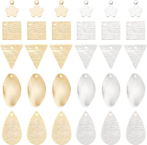 PH PandaHall 60pcs 24K Gold Plated Stamping Blanks 925 Silver Plated Blank Tag Pendants 5 Style Square Triangle Stamping Tag Pendants for Earring Bracelet Necklace Jewelry Keychain DIY Craft Making in Saudi Arabia