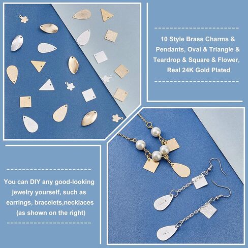PH PandaHall 60pcs 24K Gold Plated Stamping Blanks 925 Silver Plated Blank Tag Pendants 5 Style Square Triangle Stamping Tag Pendants for Earring Bracelet Necklace Jewelry Keychain DIY Craft Making in Saudi Arabia