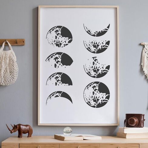 9 Pcs Large Celestial Stencils for Painting Template - Reusable Art Stencils with Star Moon Sun Cloud Planets for DIY Craft, Wall Stencil for Furniture Wood Home Decor (Approximately 10 x 10 Inches) in Saudi Arabia