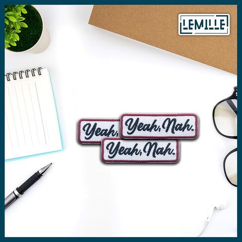 Yeah, Nah. Patch, Size 3" Sew On Patches, Sarcastic Embroidery Fabric Patches for Clothes Jeans Backpacks Hats, Funny Embroidery Iron On Patches for Clothes, Gifts for Girl Boy Teenager Adult in Saudi Arabia