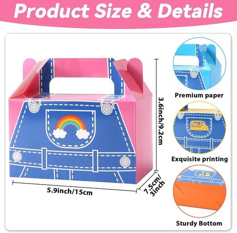 12Pcs Party Favors Gift Boxes Cartoon Teacher Paper Treat Boxes Bulk English Teacher Birthday Goodie Candy Box with Handles Birthday Shower Cartoon Theme Party Decorations in Saudi Arabia