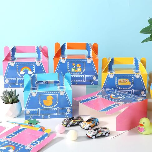 12Pcs Party Favors Gift Boxes Cartoon Teacher Paper Treat Boxes Bulk English Teacher Birthday Goodie Candy Box with Handles Birthday Shower Cartoon Theme Party Decorations in Saudi Arabia