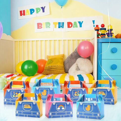 12Pcs Party Favors Gift Boxes Cartoon Teacher Paper Treat Boxes Bulk English Teacher Birthday Goodie Candy Box with Handles Birthday Shower Cartoon Theme Party Decorations in Saudi Arabia