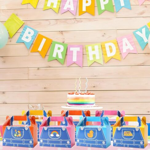 12Pcs Party Favors Gift Boxes Cartoon Teacher Paper Treat Boxes Bulk English Teacher Birthday Goodie Candy Box with Handles Birthday Shower Cartoon Theme Party Decorations in Saudi Arabia