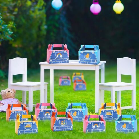 12Pcs Party Favors Gift Boxes Cartoon Teacher Paper Treat Boxes Bulk English Teacher Birthday Goodie Candy Box with Handles Birthday Shower Cartoon Theme Party Decorations in Saudi Arabia