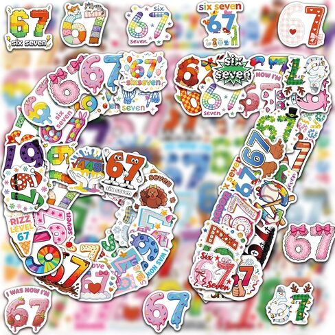 50PCS 67 Stickers Funny Six Seven Meme Stickers for Teens Waterproof Vinyl Sticker Waterbottle Sticker Colorful Decorative Decals in Saudi Arabia