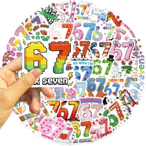 50PCS 67 Stickers Funny Six Seven Meme Stickers for Teens Waterproof Vinyl Sticker Waterbottle Sticker Colorful Decorative Decals in Saudi Arabia