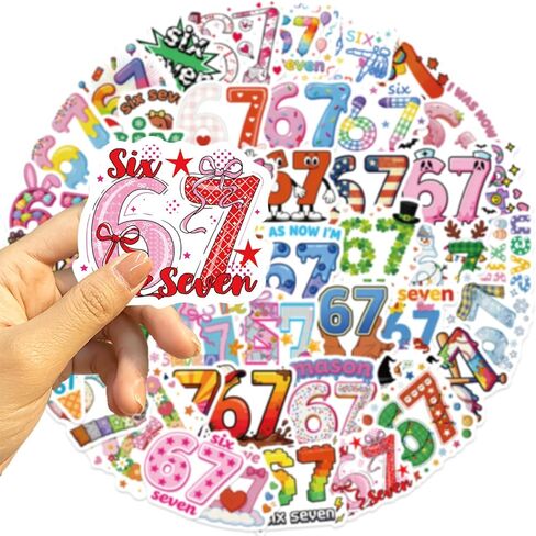 50PCS 67 Stickers Funny Six Seven Meme Stickers for Teens Waterproof Vinyl Sticker Waterbottle Sticker Colorful Decorative Decals in Saudi Arabia