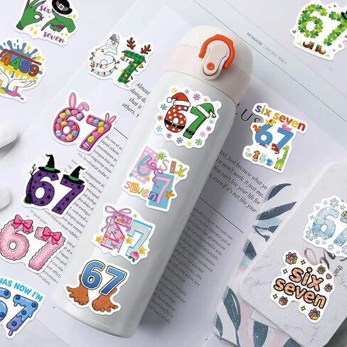 50PCS 67 Stickers Funny Six Seven Meme Stickers for Teens Waterproof Vinyl Sticker Waterbottle Sticker Colorful Decorative Decals in Saudi Arabia