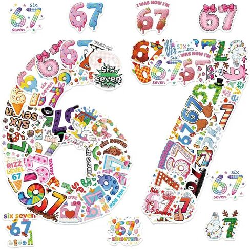 50PCS 67 Stickers Funny Six Seven Meme Stickers for Teens Waterproof Vinyl Sticker Waterbottle Sticker Colorful Decorative Decals in Saudi Arabia