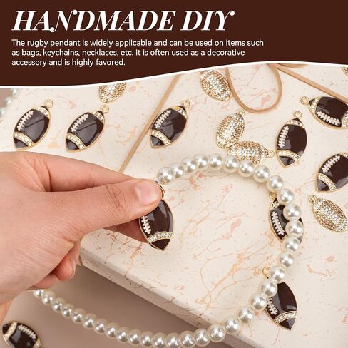 30PCS Sports Football Charms for Jewelry Making, Enamel Rhinestone Rugby Pendant Charms for Necklace Bracelet Earrings Making Game Day Jewelry Charms Bulk DIY Crafts in Kuwait