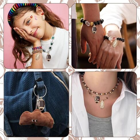 30PCS Sports Football Charms for Jewelry Making, Enamel Rhinestone Rugby Pendant Charms for Necklace Bracelet Earrings Making Game Day Jewelry Charms Bulk DIY Crafts in Kuwait