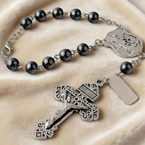 Cluksik 4 Sets Saint Michael Medals & Pardon Crucifix for DIY Rosary Making,Silver Religious Centerpiece Charms for Bracelets/Keychains & Catholic Craft Supplies,St Michael Rosary Making Kit in Saudi Arabia