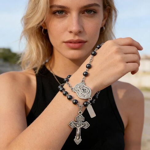 Cluksik 4 Sets Saint Michael Medals & Pardon Crucifix for DIY Rosary Making,Silver Religious Centerpiece Charms for Bracelets/Keychains & Catholic Craft Supplies,St Michael Rosary Making Kit in Saudi Arabia