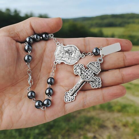 Cluksik 4 Sets Saint Michael Medals & Pardon Crucifix for DIY Rosary Making,Silver Religious Centerpiece Charms for Bracelets/Keychains & Catholic Craft Supplies,St Michael Rosary Making Kit in Saudi Arabia