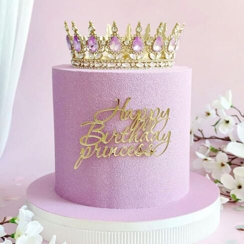 غلاف كعكة الأميرة لعيد الميلاد السعيد، تزيين كعكة الأميرة/حفلة استقبال المولود الجديد، لوازم زينة حفلات عيد ميلاد سعيد للفتيات (ذهبي أكريليك) in Kuwait