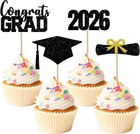 أغطية كب كيك التخرج 2026، 36 قطعة لامعة من فئة 2026 من مستلزمات كب كيك التخرج، تتضمن زخارف حفلات التخرج لأغطية الطاولات. (36، ب.ج) in Saudi Arabia
