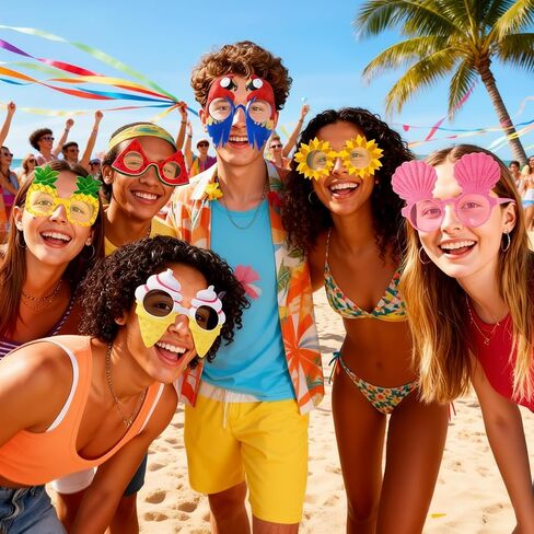 JOYIN 12 قطعة من النظارات الشمسية لحفلات هاوايان لوا، ديكورات حفلات حمام السباحة الصيفية، نظارات استوائية للفتيات ملابس هاواي، هدايا رائعة للحفلات ولوازم السمات in Saudi Arabia